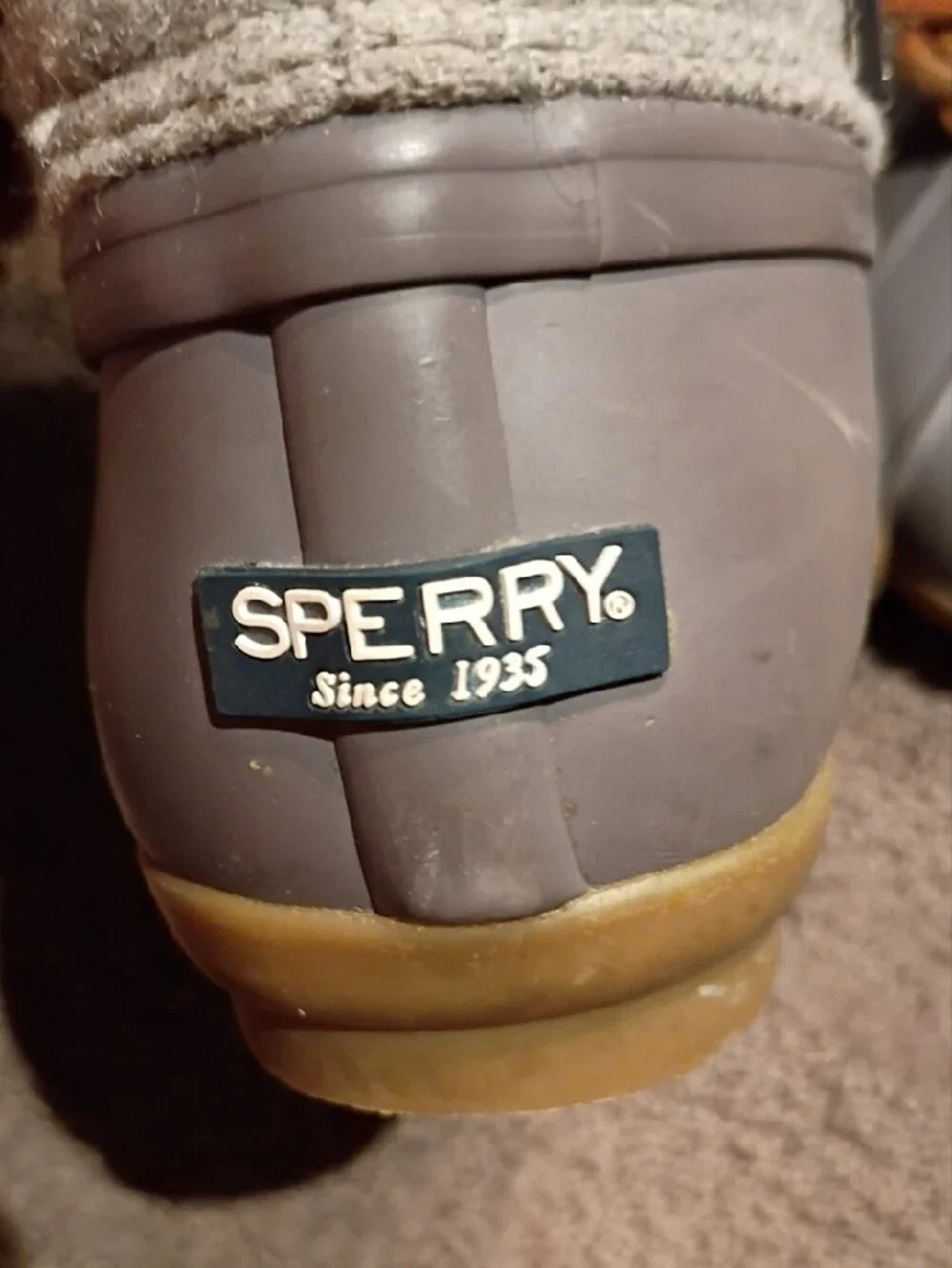Sperry Gray and Tan Kids Waterproof Duck Boots